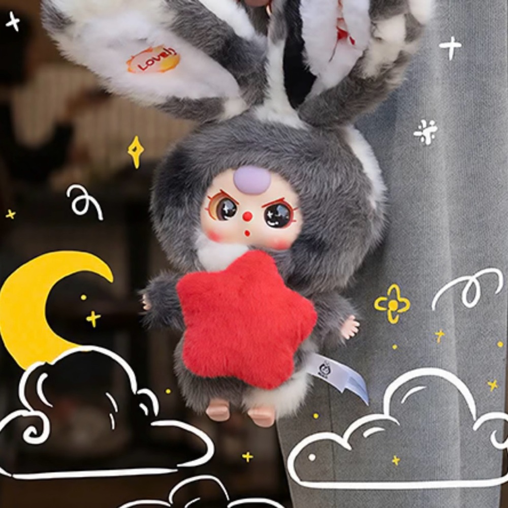 Baby Three Lily Rabbit Town V3 Series Plush Confirmed GRAY Bunny Box - Picture 1 of 14